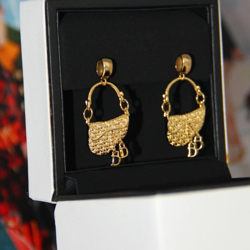 Parure Bijoux Française Luxe Sac à Main – Collier Boucles Plaqué Or