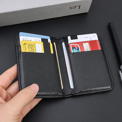 Portefeuille Homme Ultra-Mince Cuir PU - Mini Porte-Cartes Court Portable
