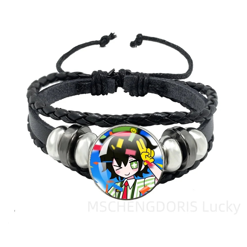Bracelet Gaming Coffin Andy Leyley – Cuir Multicouche Tressé Noir Unisexe