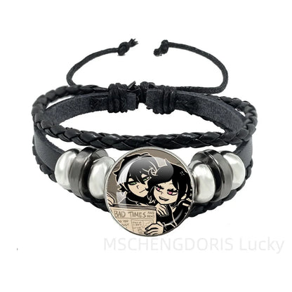 Bracelet Gaming Coffin Andy Leyley – Cuir Multicouche Tressé Noir Unisexe
