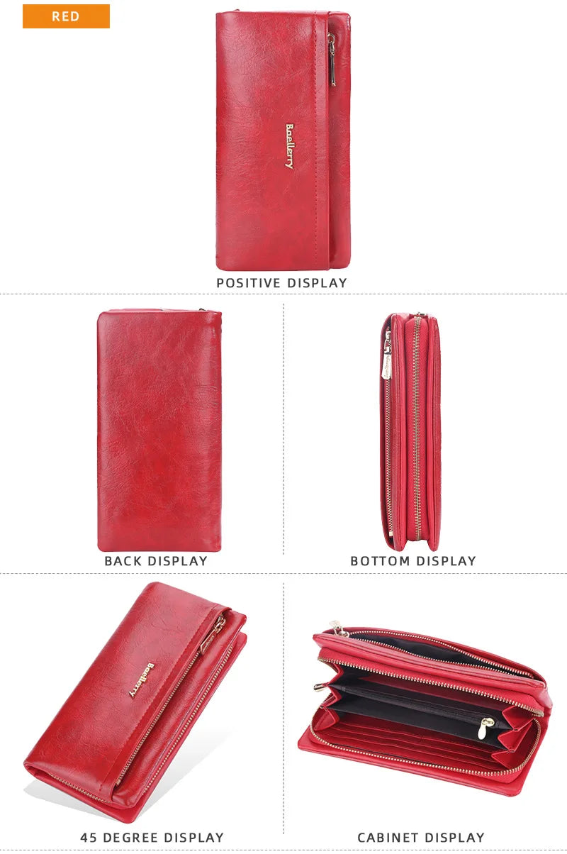 Portefeuille Femme Cuir PU Multi-Fonctions - Pochette Clutch Porte-Cartes Téléphone