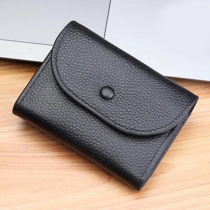 Portefeuille Femme Cuir PU Porte-Carte Compact - Petit Porte-Monnaie Clutch Portable Sac Fashion Noir