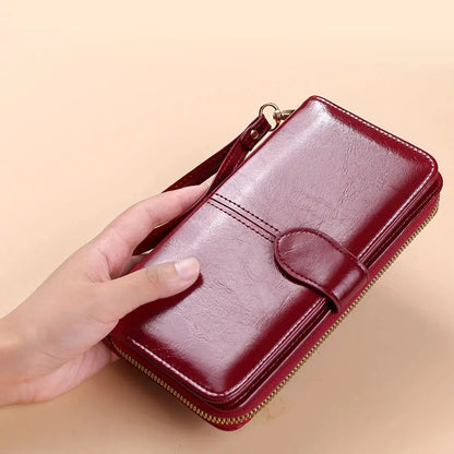 Pochette Portefeuille Femme Cuir PU Vintage - Clutch avec Dragonne et Compartiment Téléphone