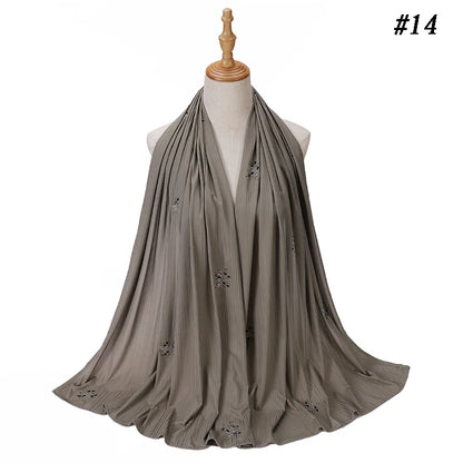 Foulard Hijab Jersey Côtelé Femme - Écharpe Musulman Stretch Paillettes Châle Islamique