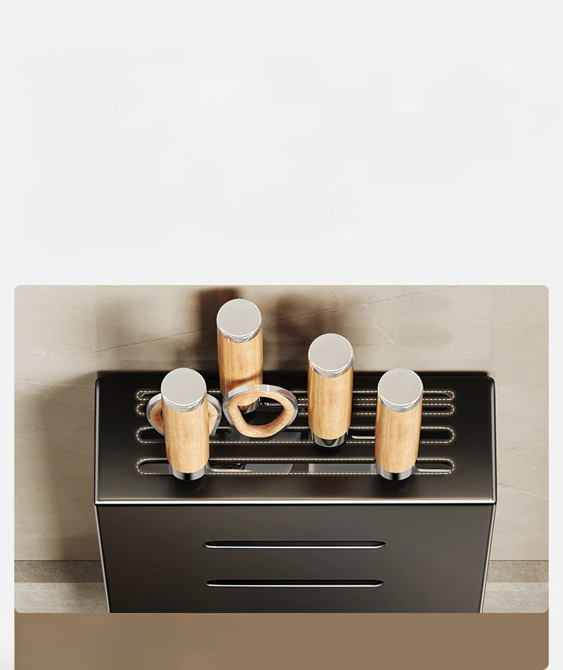 Porte-Couteaux Mural de Cuisine - Rangement Sans Perçage en Acier au Carbone