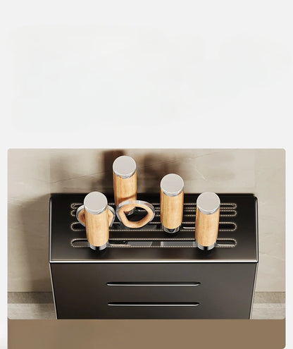 Porte-Couteaux Mural de Cuisine - Rangement Sans Perçage en Acier au Carbone