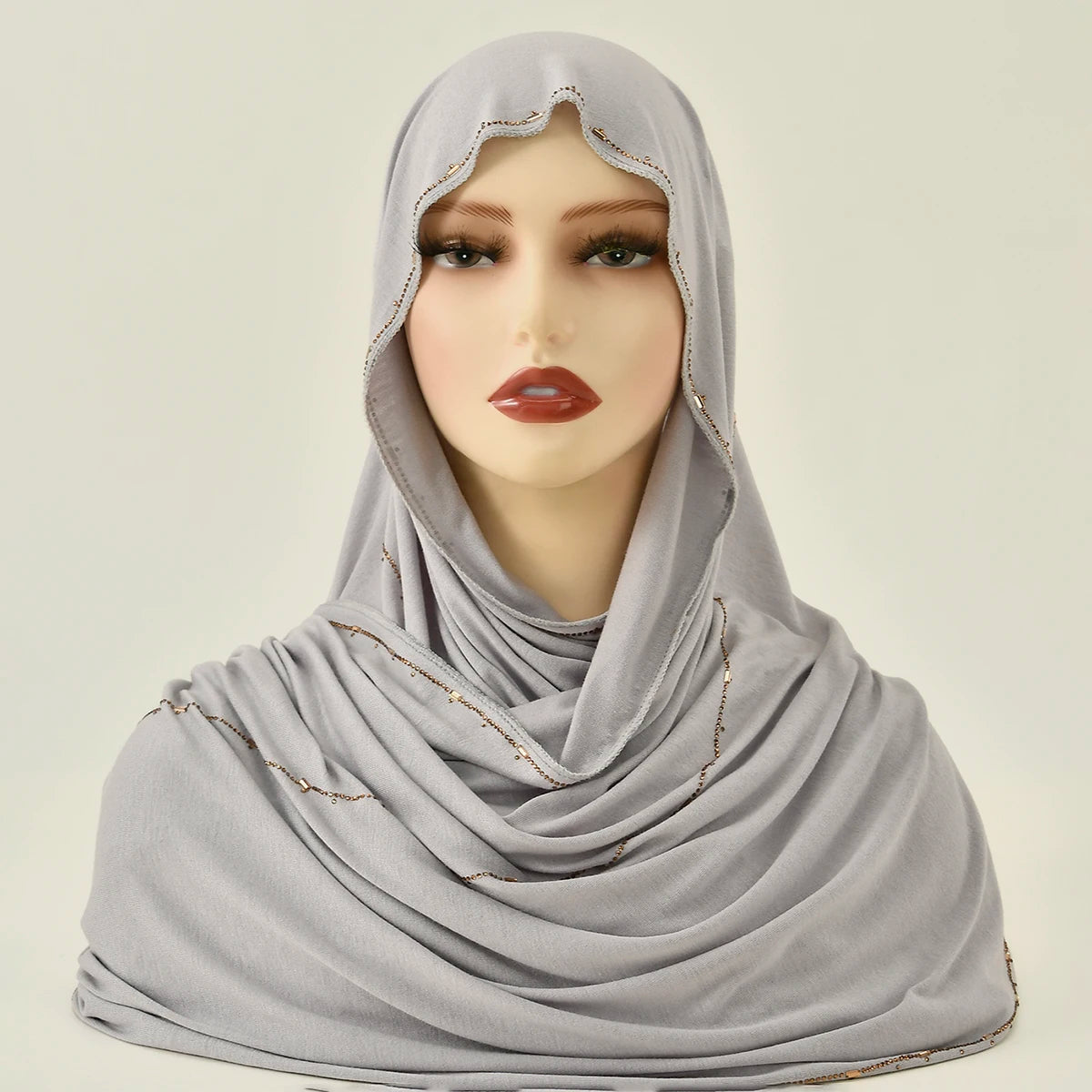 Hijab Jersey Coton Premium - Voile Bordure Scintillante Femme