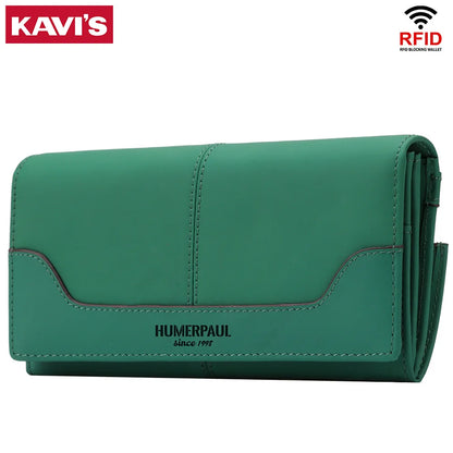 Portefeuille Femme Cuir Véritable Long RFID - Carteras Luxe avec Porte-Monnaie