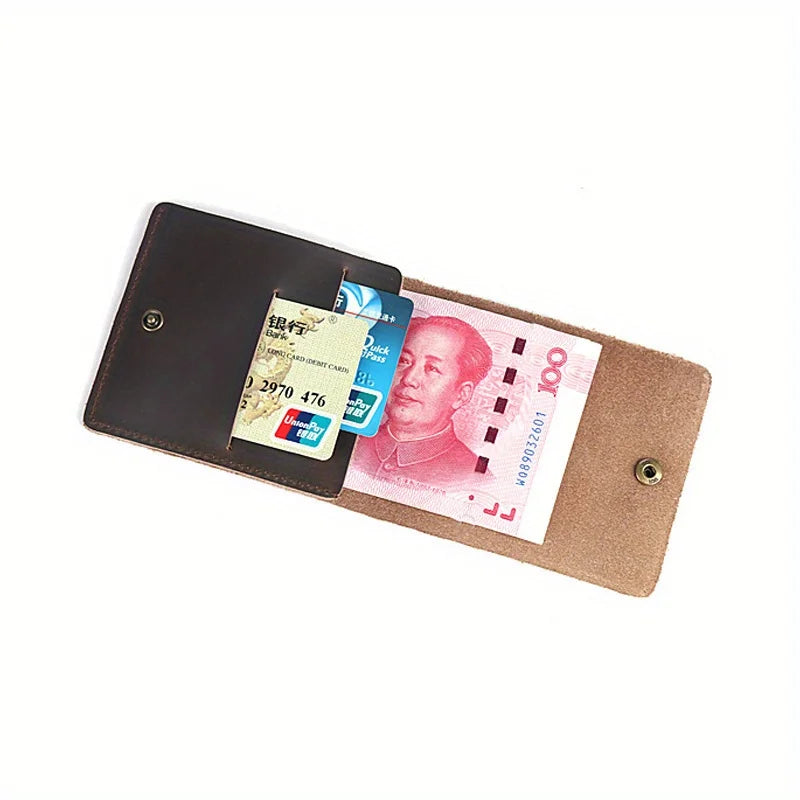 Portefeuille Cuir Minimaliste Bifold - Porte-Carte Rétro Homme Femme