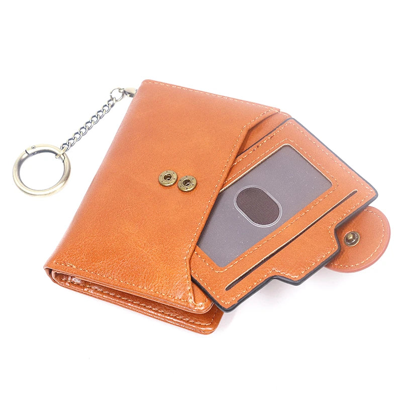 Portefeuille Femme Cuir Rétro Rouge - Porte-Monnaie Court Bifold avec Porte-Cartes Détachable