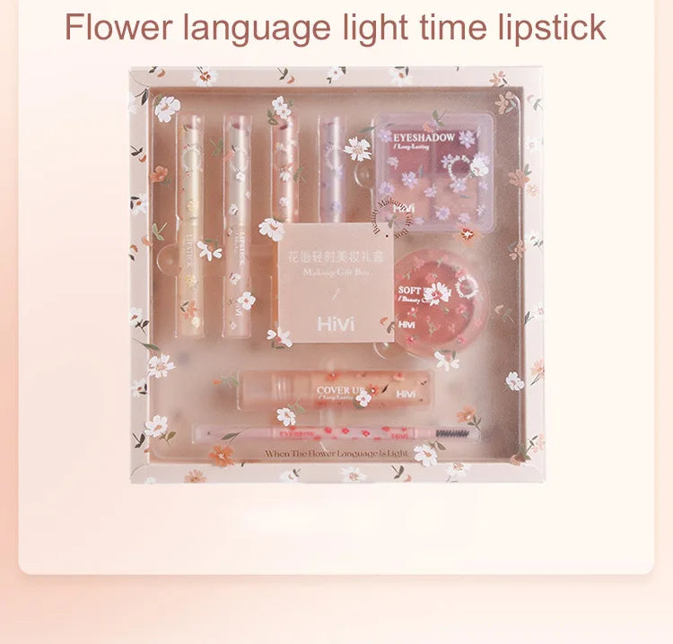 Set Maquillage 8 Pièces Complet - Rouge à Lèvres Correcteur Ombre Paupières Sourcils Blush Kit Beauté