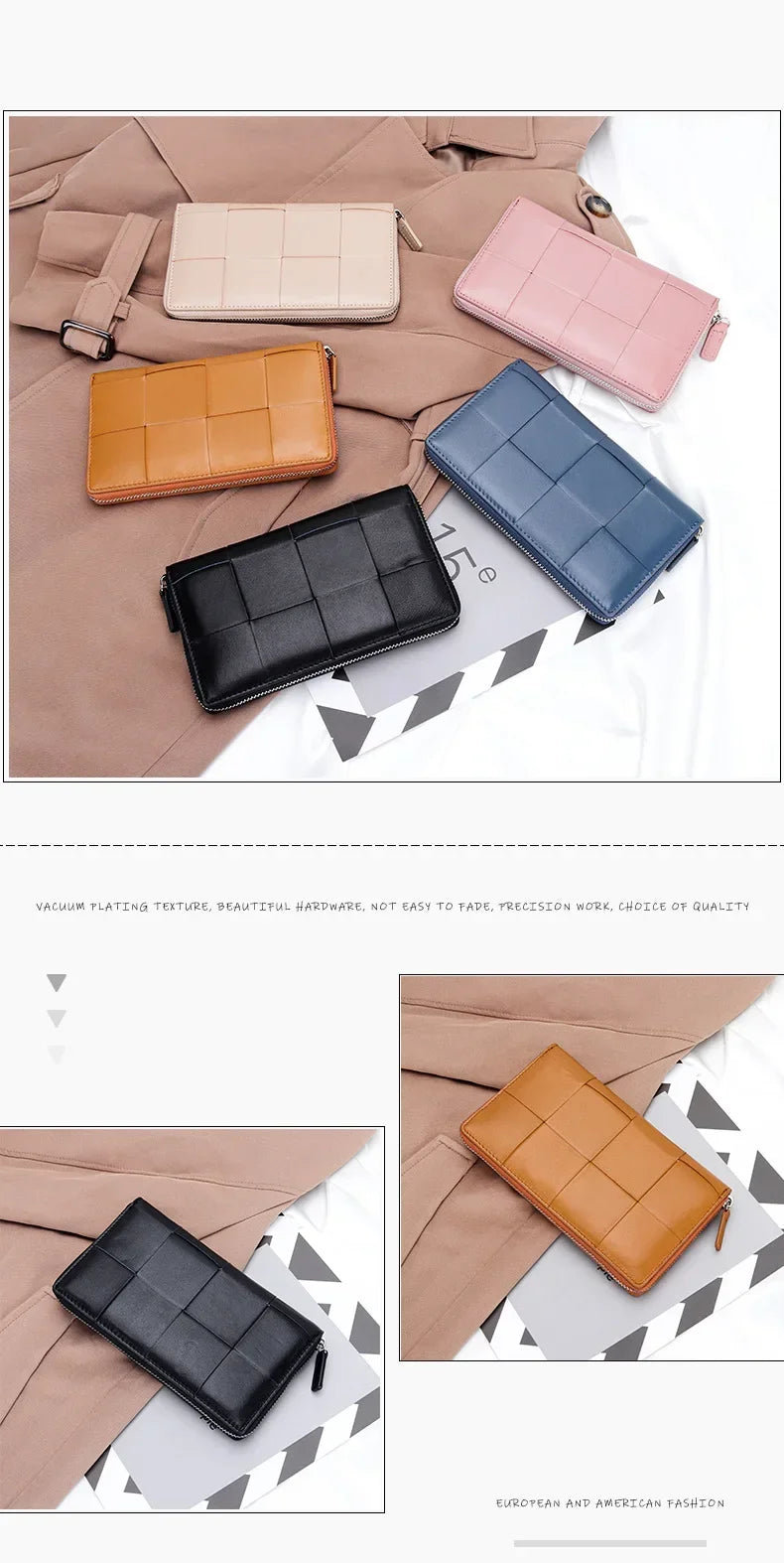 Portefeuille Femme Long Cuir Véritable Luxe - Clutch Design Marque Cadeau Cash Purse Élégant Marron