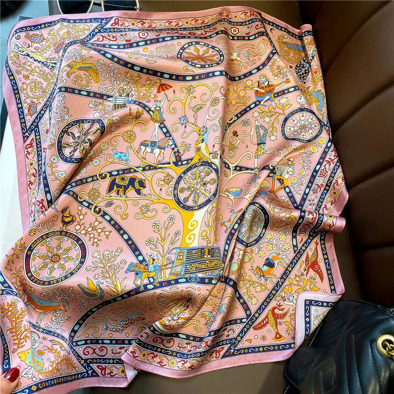 Foulard Carré Soie Naturelle 100% 65cm Femme - Bandana Headscarf Neckerchief Châle Luxe