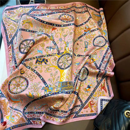 Foulard Carré Soie Naturelle 100% 65cm Femme - Bandana Headscarf Neckerchief Châle Luxe