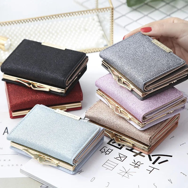 Portefeuille Femme Brillant Tri-Fold - Cartera Mujer Clutch Porte-Monnaie Simple