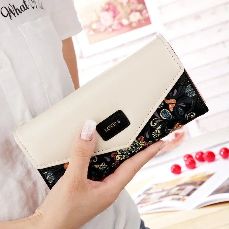 Portefeuille Pochette Femme Enveloppe Grande Capacité - Porte-Monnaie Long Cuir PU Bouton Clutch Élégant