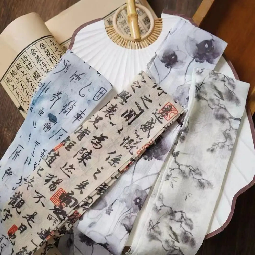 Foulard Soie Chinois Élégant - Bandeau Ruban Rose Imprimé Long Femme