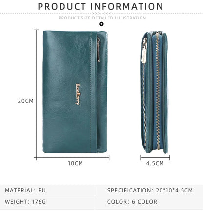 Portefeuille Femme Cuir PU Multi-Fonctions - Pochette Clutch Porte-Cartes Téléphone