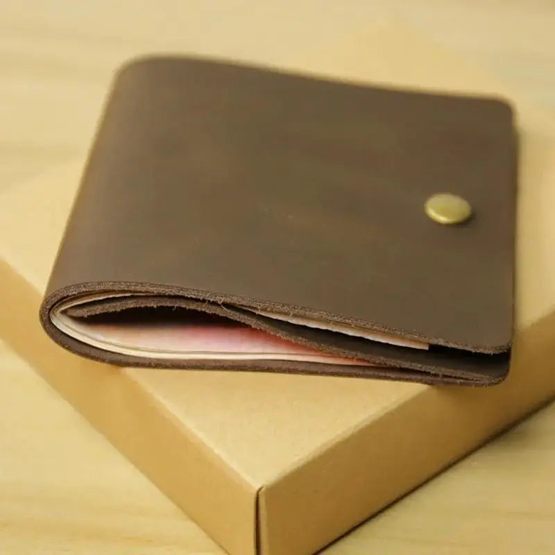 Portefeuille Cuir Minimaliste Bifold - Porte-Carte Rétro Homme Femme