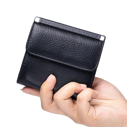 Portefeuille Femme Bifold Cuir Véritable Compact - Porte-Monnaie Slim Court Lovers