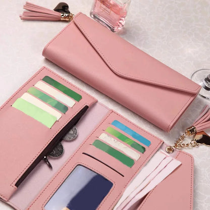 Portefeuille Femme Long Cuir PU - Pochette Clutch Porte-Cartes avec Porte-Monnaie