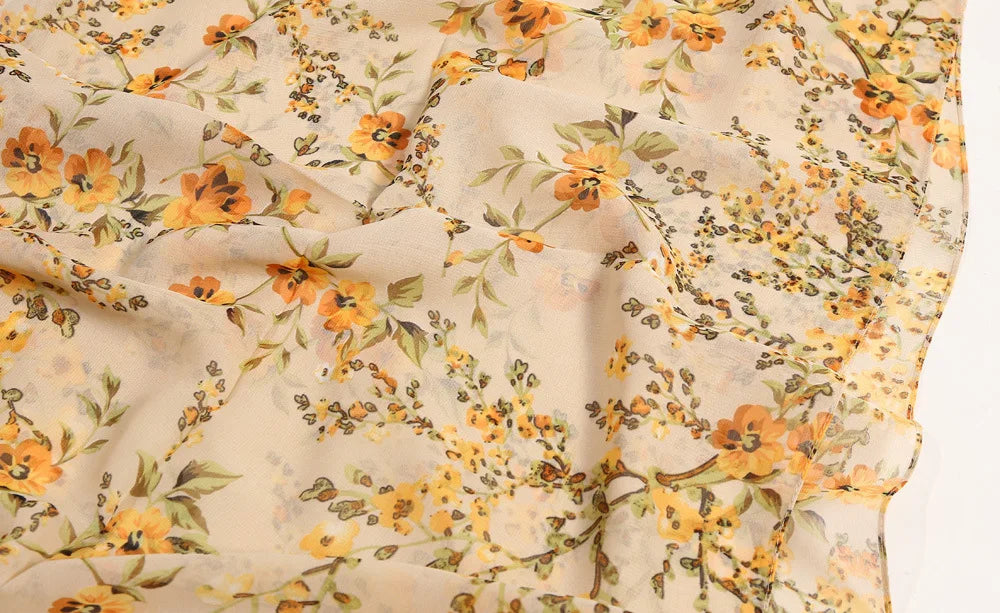 Foulard Écharpe Mousseline Fleur Prunier Femme - Bandana Châle Été Protection Solaire Plage