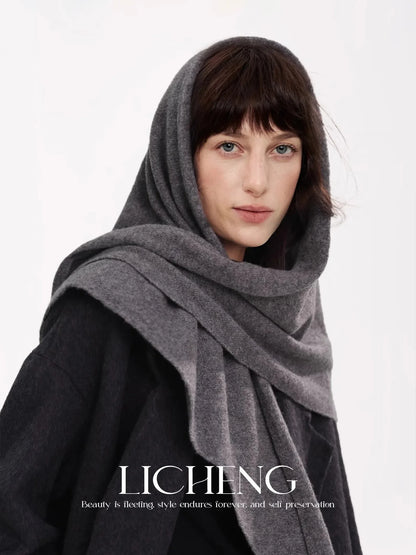 Foulard Triangle Laine Niche Britannique Coréen Vert - Écharpe Tricotée Multifonction Femme