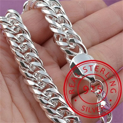 Bracelet Argent Sterling 925 Chaîne Carrée Solide - Bijou Femme Homme Unisexe Cadeau Mariage Soirée