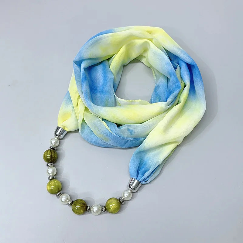 Foulard Collier Mousseline Multicolore Femme - Bijou Statement Neckerchief Bohème Hijab