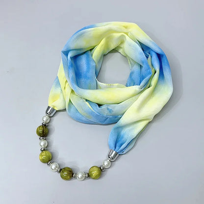 Foulard Collier Mousseline Multicolore Femme - Bijou Statement Neckerchief Bohème Hijab