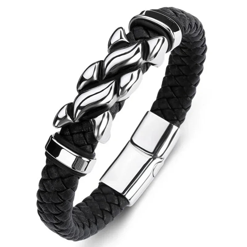 Bracelet Cuir Classique Homme – Boucle Magnétique Métal Casual Chic