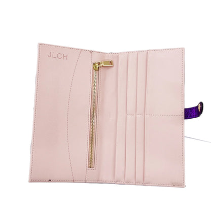 Portefeuille Long Femme Cuir PU Rayures Colorées - Bifold Fermeture Éclair Porte-Cartes