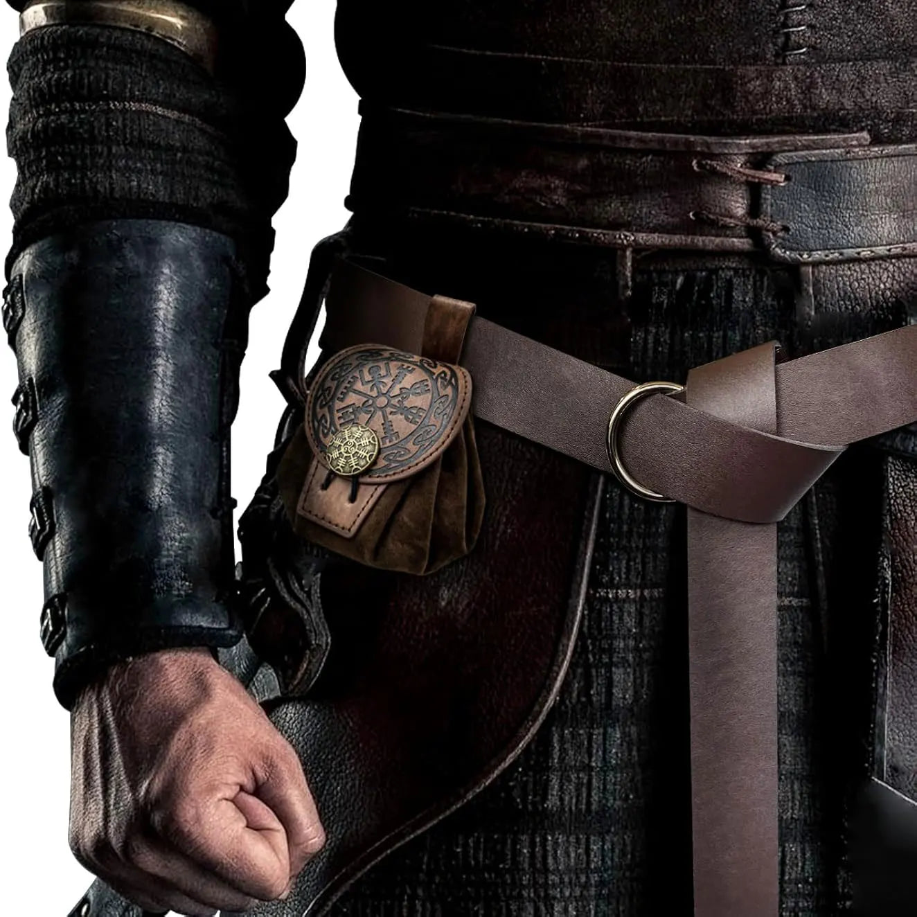 Sacoche Banane Steampunk Homme Cuir PU - Sac Ceinture Médiéval Punk Porte-Monnaie Cosplay Vintage