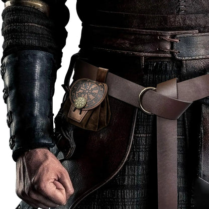 Sacoche Banane Steampunk Homme Cuir PU - Sac Ceinture Médiéval Punk Porte-Monnaie Cosplay Vintage