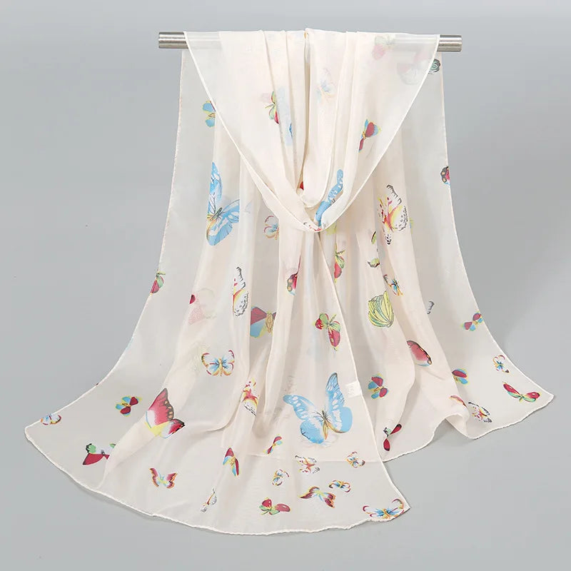 Foulard Soie Mousseline Luxe Femme - Écharpe Tête Plage Bandana Hijab Été