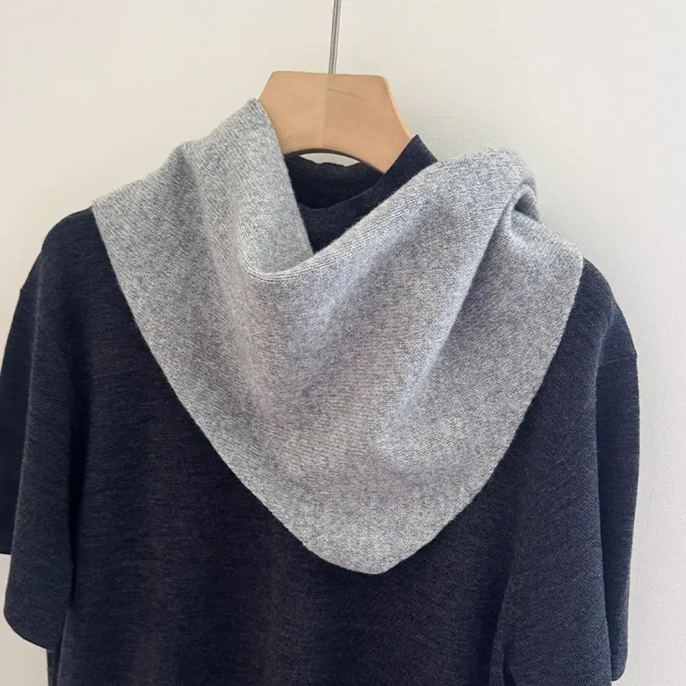 Foulard Triangle Laine 100% Coréen Femme - Écharpe Cachemire Longue Chaude Châle Tricotée