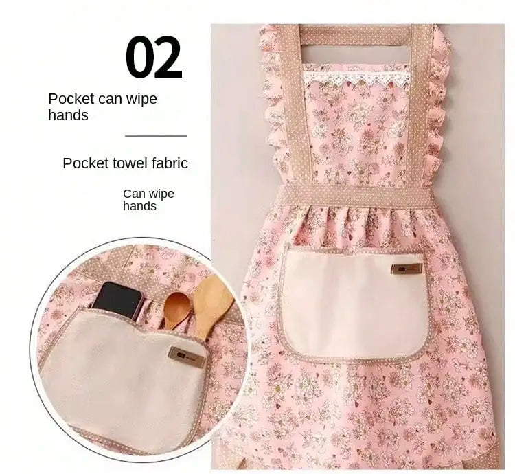 Tablier de Cuisine en Toile avec Motif Floral - Résistant aux Taches et à l'Huile