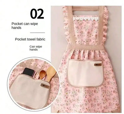 Tablier de Cuisine en Toile avec Motif Floral - Résistant aux Taches et à l'Huile