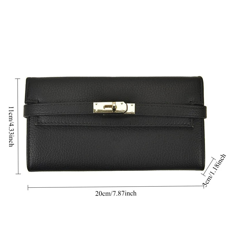 Portefeuille Femme Long Élégant Polyvalent - Clutch Bag Porte-Monnaie Niche Simple Haute Qualité
