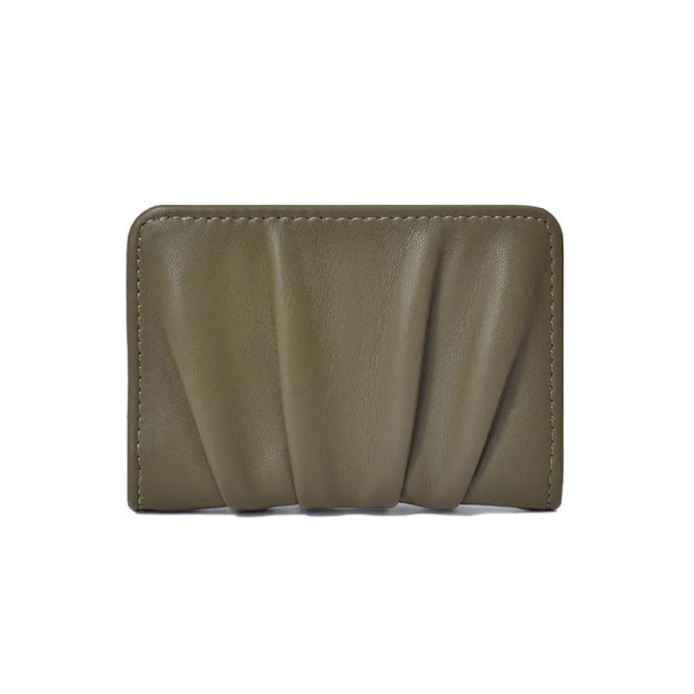 Portefeuille Femme Court Cuir PU Imperméable - Porte-Carte Plissé Multifonction Grande Capacité Bifold