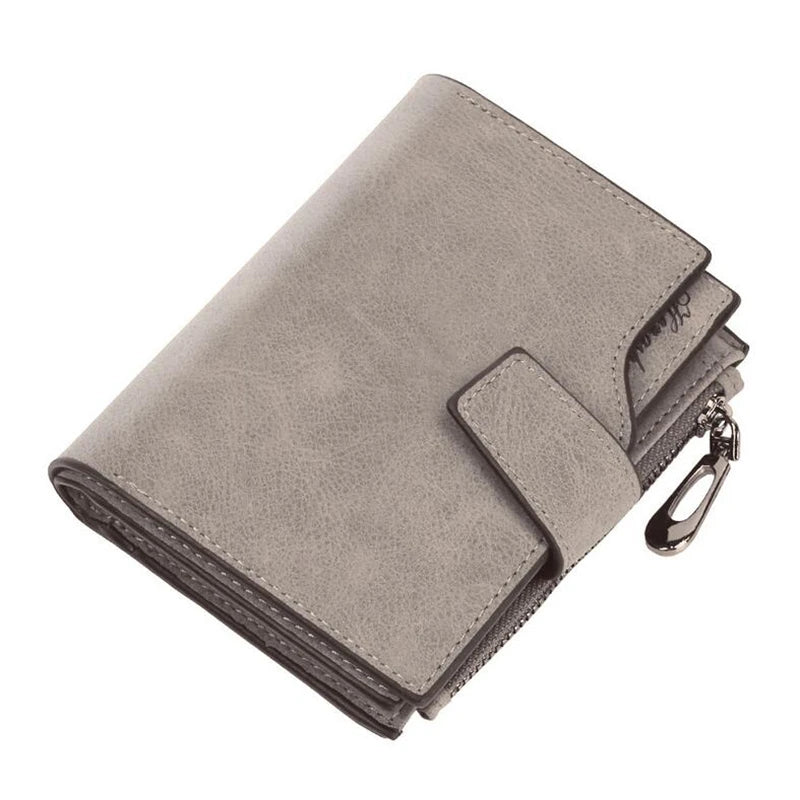 Portefeuille Femme Court Cuir PU Pliable Gris - Porte-Carte Porte-Monnaie Portable Lady Coin Purse