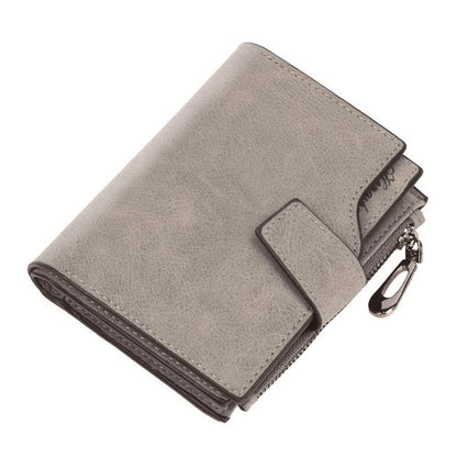 Portefeuille Femme Court Cuir PU Pliable Gris - Porte-Carte Porte-Monnaie Portable Lady Coin Purse