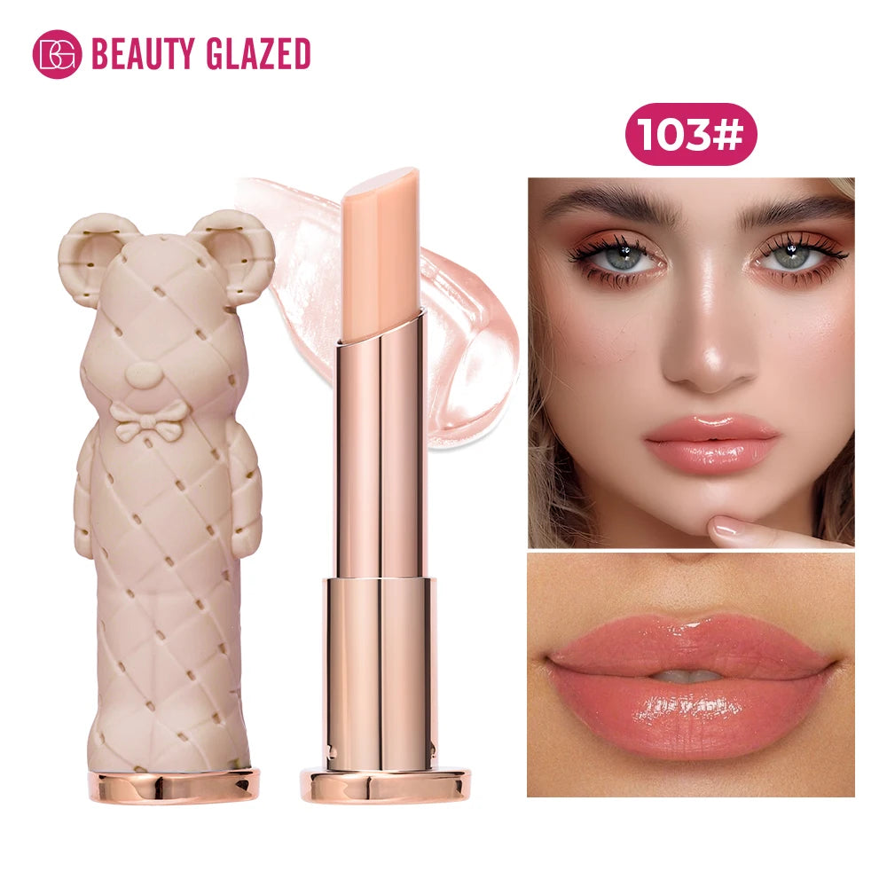 Rouge à Lèvres Hydratant Beauty Glazed Bear - Baume Coloré Nourrissant Effet Aqueux Longue Tenue