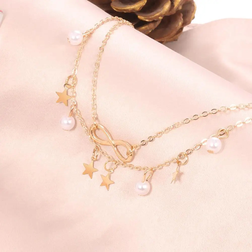 Chaîne de Cheville Bohème Perles Étoiles Pompons – Bracelet Pied Vintage Femme