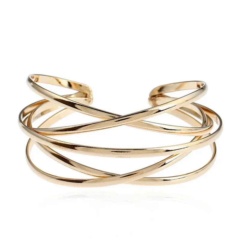 Bracelet Manchette Charm Femme – Alliage Ajustable, 4 Finitions Luxe