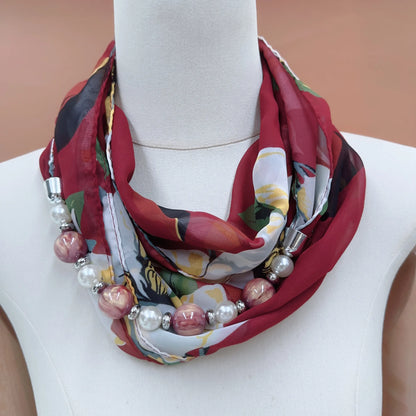 Foulard Collier Mousseline Multicolore Femme - Bijou Statement Neckerchief Bohème Hijab