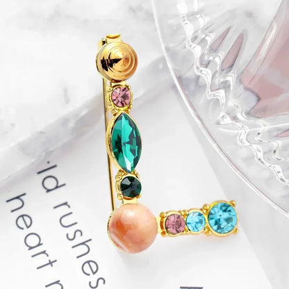 Broche Lettre Anglaise Strass Cristaux Colorés – Pin's Revers Alphabet Tendance Femme
