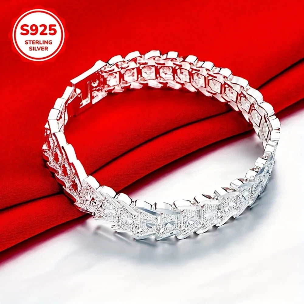 Bracelet Classique Argent Sterling 925 - 8 Pouces Unisexe Mariage Fiançailles