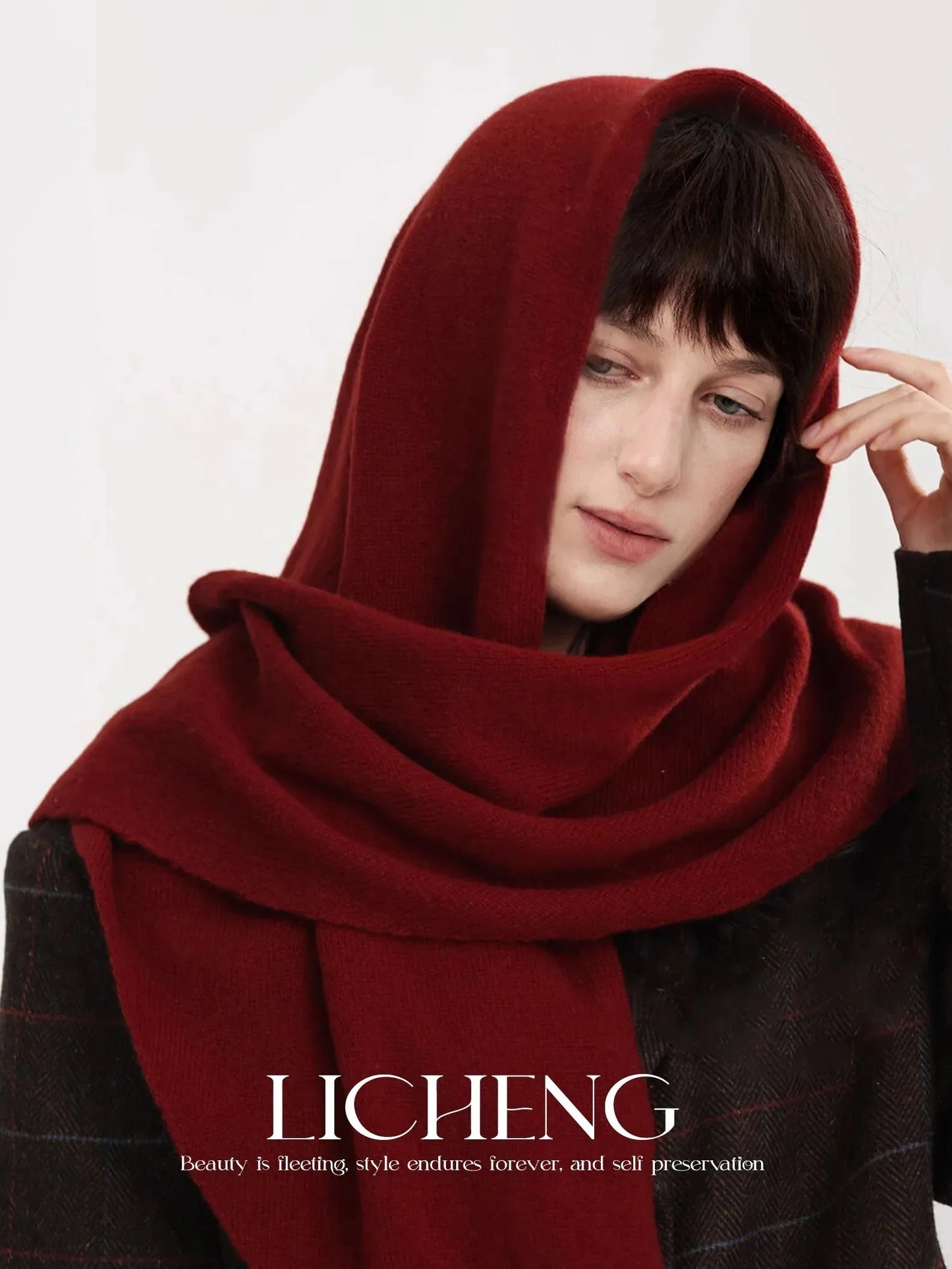 Foulard Triangle Laine Niche Britannique Coréen Vert - Écharpe Tricotée Multifonction Femme