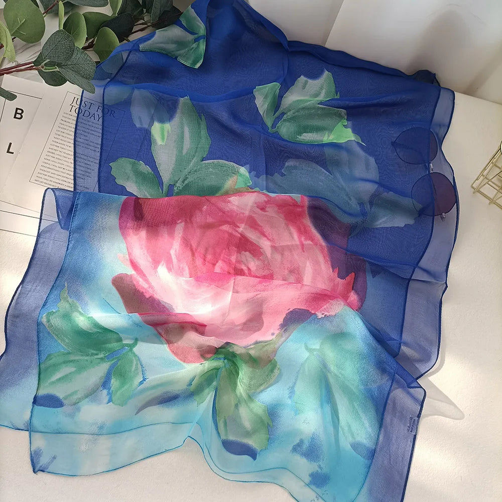 Foulard Écharpe Georgette Dégradé Rose Femme - Bandana Châle Été Protection Solaire Plage